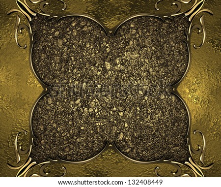 Elegant gold frame with gold pattern, with the texture of golden sand