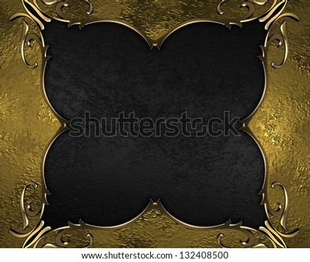 Elegant gold frame with gold pattern and texture in the middle of the black