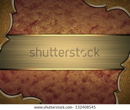 Abstract red background with gold corners with gold trim
