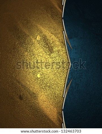 Gold texture and abstract blue texture with gold trim. Template for design