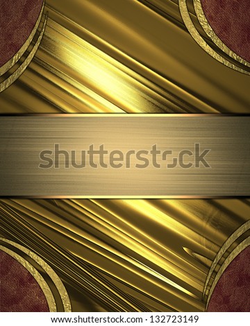 Abstract gold background with red and gold trim angles. Gold nameplate