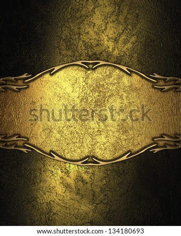 Grunge gold background with an abstract nameplate with beautiful finish. Layout for printing, design, greeting card
