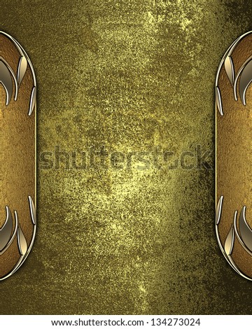 Grunge gold background with gold edged and gold trim