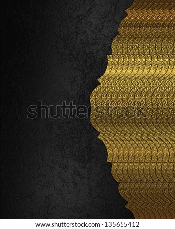 Design template - Black abstract texture with gold edge (gold lines)