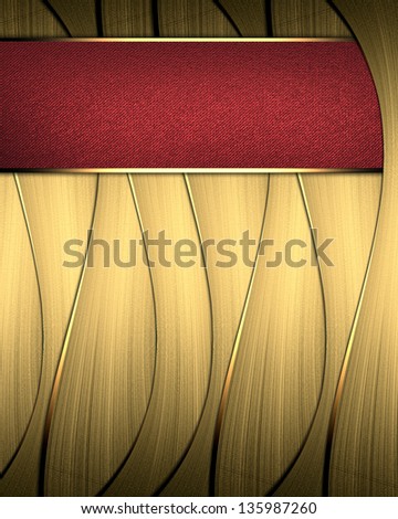 Template for design. Abstract gold striped background with gold trim and gold plate