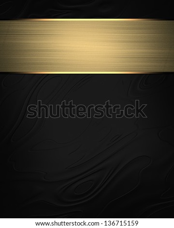 Abstract black background with a plate with golden trim. Design template