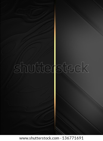 Elegant black background with a gold stripe. Template design. Template for writing text. Template website