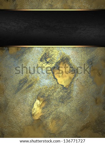 gold shabby background with black plate for the text. Template for design. Template for the text.