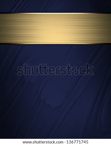 Abstract blue background with stamping and gold plate. Template design. Template for writing text. Template website