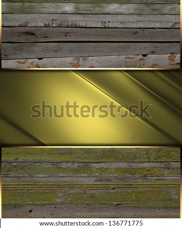 Template of wooden edges with gold trim on gold background. Template design. Template website