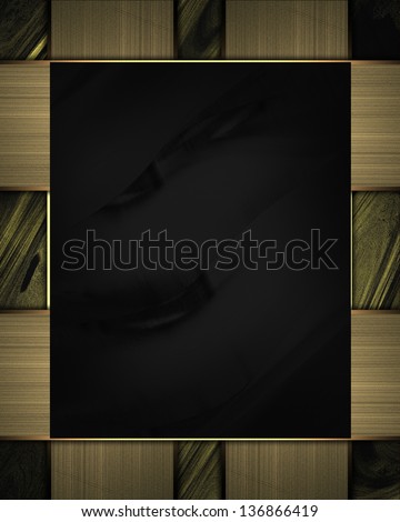 Black plate with abstract gold edges. Template design. Template for writing text. Template website