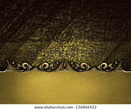Abstract brown background with a gold plaque with decorative borders. Template design. Template for writing text. Template website