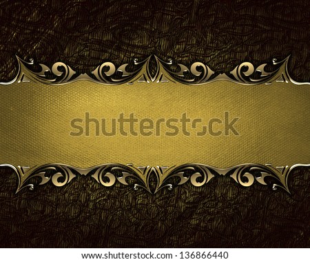 brown background with a gold plate with decorative borders. Template design. Template for writing text. Template website
