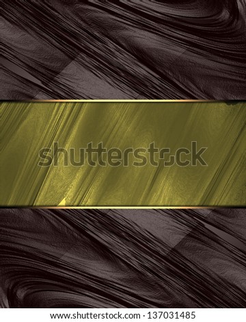 Template for design. Brown background with gold stripe in the middle. Design for website