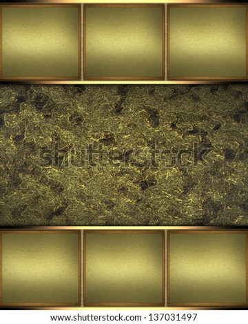 Template for design. Grunge gold background with elegant gold stripe for text.  Design for website