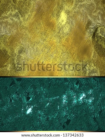Golden Antique Vintage Texture Background witn blue (turquoise) plate for text. Design template