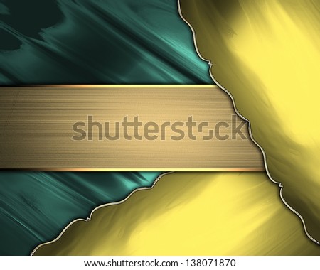 Elegant turquoise background with gold corners and gold nameplate. Design template.