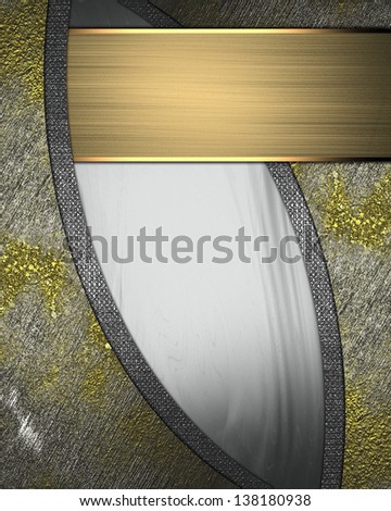 Metal background with grunge edges with gold ribbon. Design template. Design for website