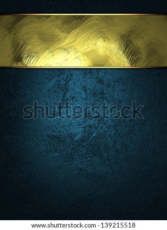 Blue texture with gold name plate with gold trim. Design template. Design for website