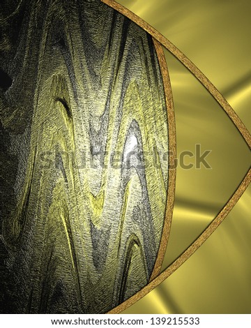 Dark background with wavy yellow surface and gold plate. Design template. Design for website
