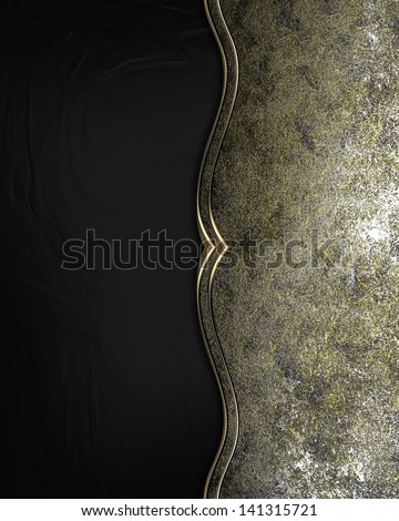 Black background with the old metal with gold trim. Design template. Design for website