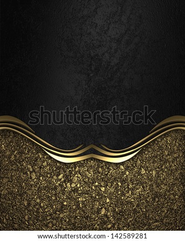 Template for design. Black background with gold edge. Design template