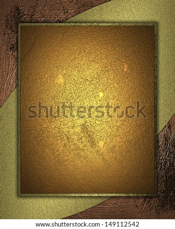 The template for the inscription. Gold Background with abstract gold pattern and gold nameplate.