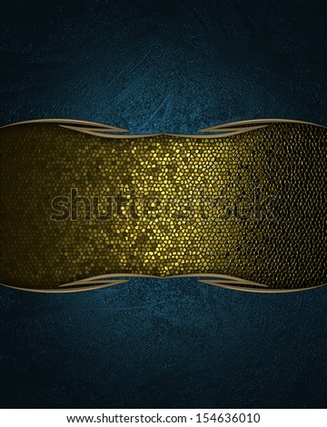 Grunge blue background with abstract gold sign.. Element of design.