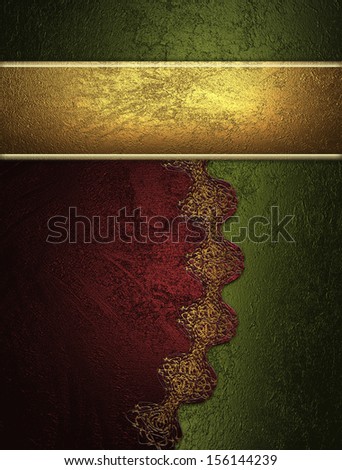 Red and green background with gold ribbon. Design template