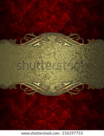 Red background with a gold sign with gold trim. Design template