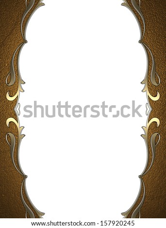 Template for inscription. Frame with gold pattern isolated on white background