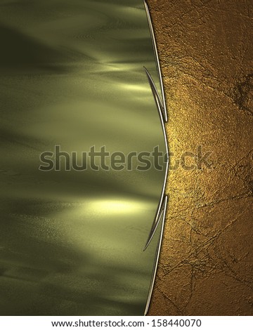 Gold background with a yellow stripe with gold trim. Design element. Template for website