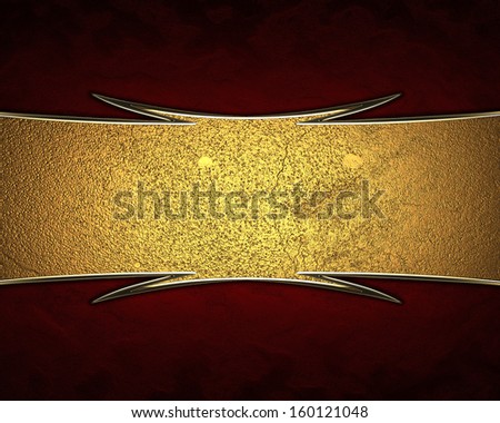 Design template. Red background with a gold sign with gold trim