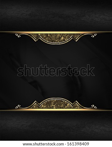 Black rich texture with black edges and golden ornaments. Design template