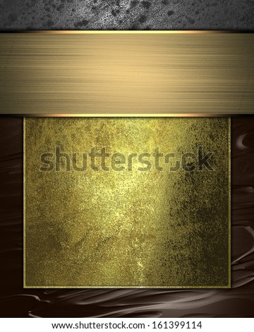 Brown background with old gold plate. Design template