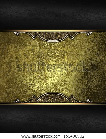 Gold rich texture with black edges and golden ornaments. Design template