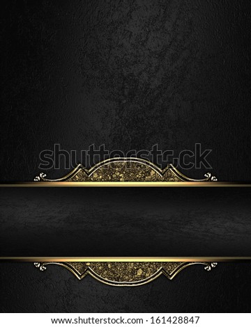 Black Rich Texture With Black Ribbon And Gold Pattern On The Edges