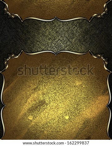 Template golden background for an inscription with vintage plate on edges