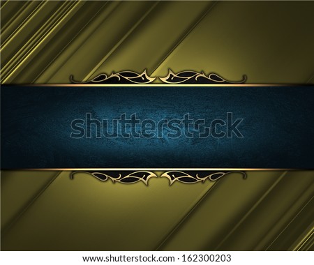 Gold rich texture with blue ribbon and gold pattern on the edges