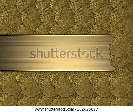 Background of golden petals with a golden ribbon. Design template