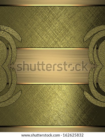 Golden background with patterns on the edges and golden ribbon. Design template
