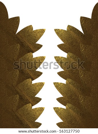 Abstract background with golden petals on isolated white background. Design template