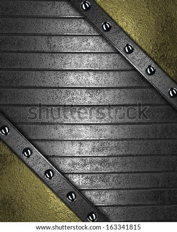 Iron strips with rivets on a gold background. Design template