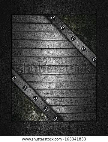 Old metal background with an abstract metal plate and blue plate. Design template