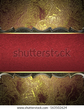 Red and yellow gold background with a red ribbon with a gold ornament. Design template