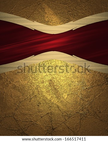 Grunge gold background with red cutout for writing text. Design template