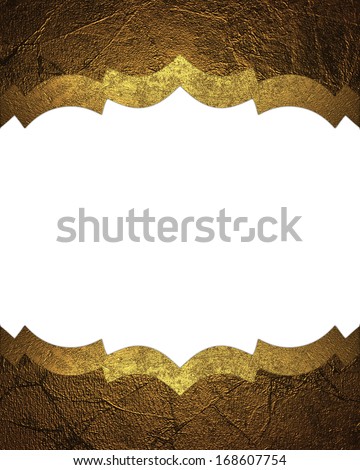 Abstract white background with gold edges with gold trim. Design template