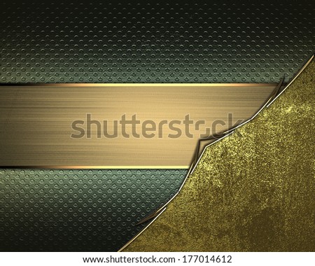 Abstract grunge background, with gold corners and gold ribbon. Design template