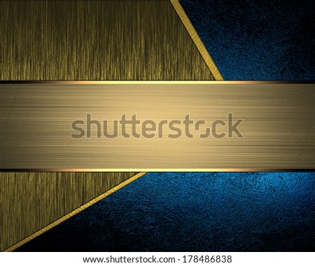 Abstract background gold and blue texture with gold ribbon.