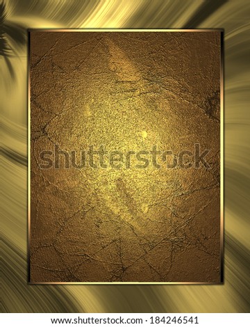 Gold texture with gold waves and gold plate. Template for design